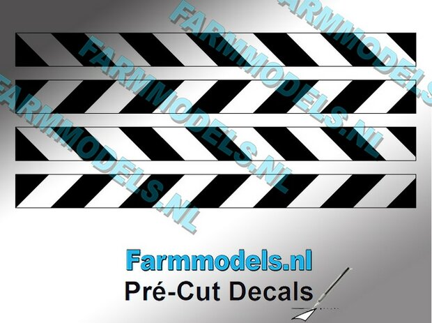 Verdrijvingsbord/ Verkeer stickers Zwart/ Transparant ong. 5mm x 60mm   Pr&eacute;-Cut Decals 1:32 Farmmodels.nl