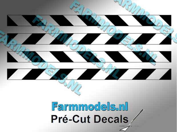 Verdrijvingsbord/ Verkeer stickers Zwart/ Transparant ong. 4mm x 60mm   Pr&eacute;-Cut Decals 1:32 Farmmodels.nl