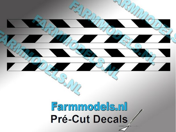 Verdrijvingsbord/ Verkeer stickers Zwart/ Transparant ong. 3mm x 60mm   Pr&eacute;-Cut Decals 1:32 Farmmodels.nl