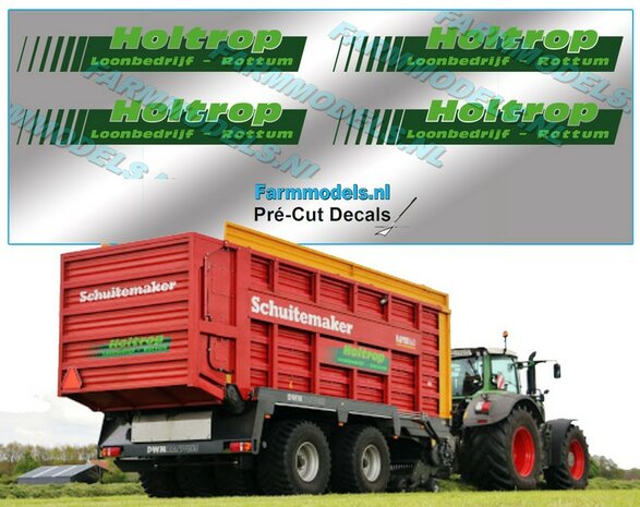 Holtrop stickerset 4x Groen op folie 8.5 mm hoog Pr&eacute;-Cut Decals 1:32 Farmmodels.nl