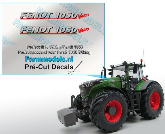 FENDT 1050 Vario logo stickers voor Wiking 1050 model Pr&eacute;-Cut Decals Type logo Pr&eacute;-Cut Decals gemaakt op zilverfolie!! 1:32 Farmmodels.nl 