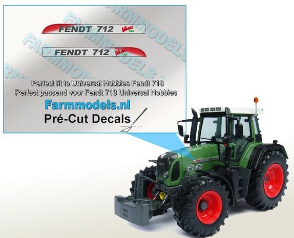 FENDT 712 Vario TMS type + Vario logo stickers voor UH 716/ 718 model Pr&eacute;-Cut Decals 1:32 Farmmodels.nl 