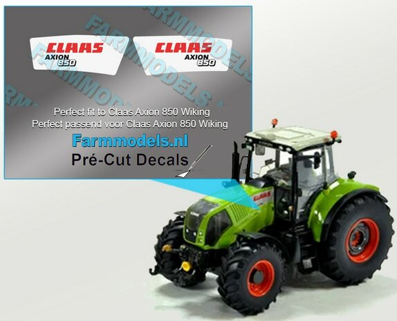 CLAAS AXION 850 type stickers voor CLAAS AXION WIKING motorkap Pr&eacute;-Cut Decals 1:32 Farmmodels.nl 