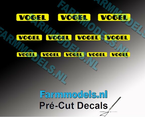 VOGEL logo Automatisch Smeersysteem VOGEL Logo stickers 2-3-4 mm hoog Pr&eacute;-Cut Decals 1:32 Farmmodels.nl