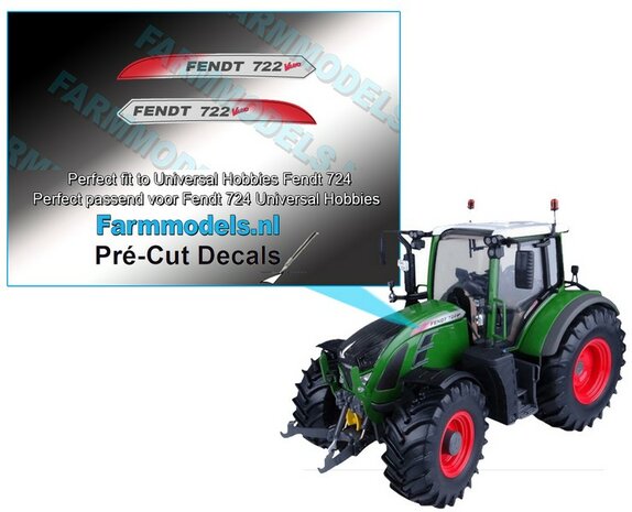 FENDT 722 Vario type stickers, geschikt voor Fendt 724 UH 2017 Pr&eacute;-Cut Decals 1:32 Farmmodels.nl 