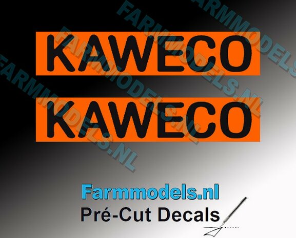 KAWECO letters op ORANJE RECHTHOEKIGE Folie 6 mm hoog Oude logo stickerset Pr&eacute;-Cut Decals 1:32 Farmmodels.nl 