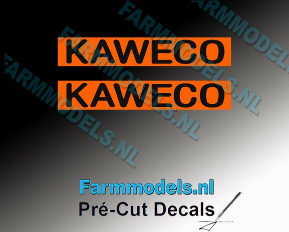KAWECO letters op ORANJE RECHTHOEKIGE Folie 4 mm hoog Oude logo stickerset Pr&eacute;-Cut Decals 1:32 Farmmodels.nl 