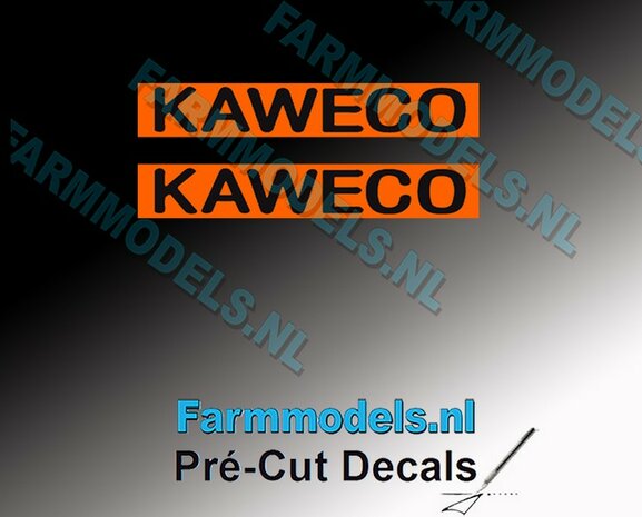 KAWECO letters op ORANJE RECHTHOEKIGE Folie 3 mm hoog Oude logo stickerset Pr&eacute;-Cut Decals 1:32 Farmmodels.nl 
