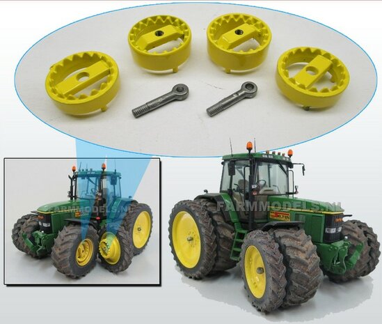 Molcon dubbellucht koppelsysteem John Deere GEEL, echt werkend Demontabel - Universeel te gebruiken 1:32 