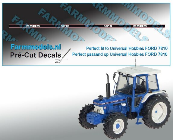 FORD 5610 geschikt voor motorkap 7810 Universal Hobbies Pr&eacute;-Cut Decals 1:32 Farmmodels.nl 