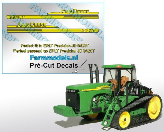 John Deere 9520T type stickers geschikt voor ERTL Precision JD 9420T Pr&eacute;-Cut Decals 1:32 Farmmodels.nl 