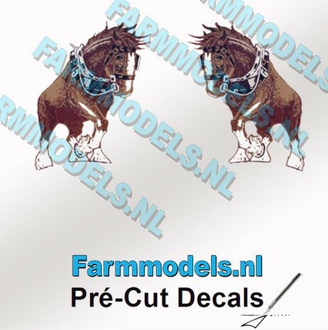 2x (Jan) Veenhuis Paardje (OUD en zonder tekst) 17 mm hoog 1x Linkse en 1x Rechtse op transparante folie Pr&eacute;-Cut Decals 1:32 Farmmodels.nl