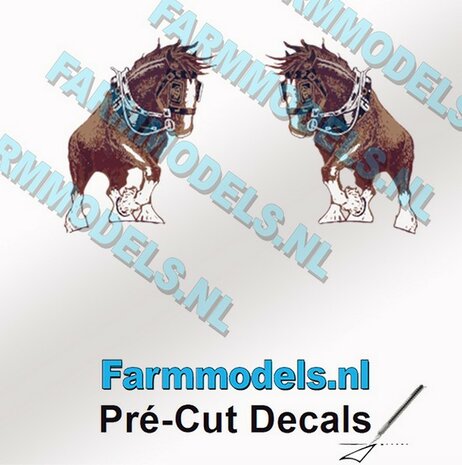 2x (Jan) Veenhuis Paardje (OUD en zonder tekst) 15 mm hoog 1x Linkse en 1x Rechtse op transparante folie Pr&eacute;-Cut Decals 1:32 Farmmodels.nl