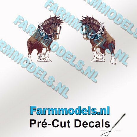 2x (Jan) Veenhuis Paardje (OUD en zonder tekst) 13 mm hoog 1x Linkse en 1x Rechtse op transparante folie Pr&eacute;-Cut Decals 1:32 Farmmodels.nl