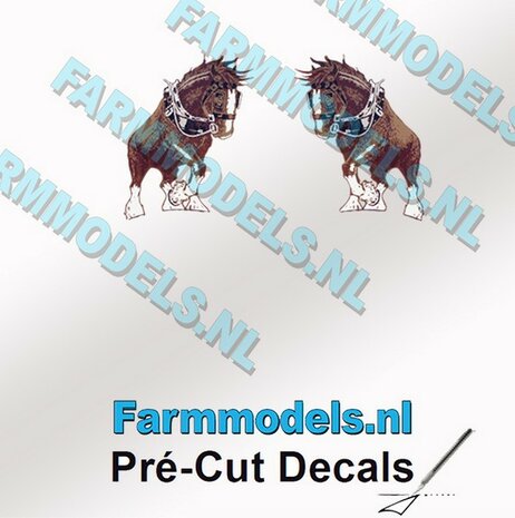 2x (Jan) Veenhuis Paardje (OUD en zonder tekst) 10 mm hoog 1x Linkse en 1x Rechtse op transparante folie Pr&eacute;-Cut Decals 1:32 Farmmodels.nl