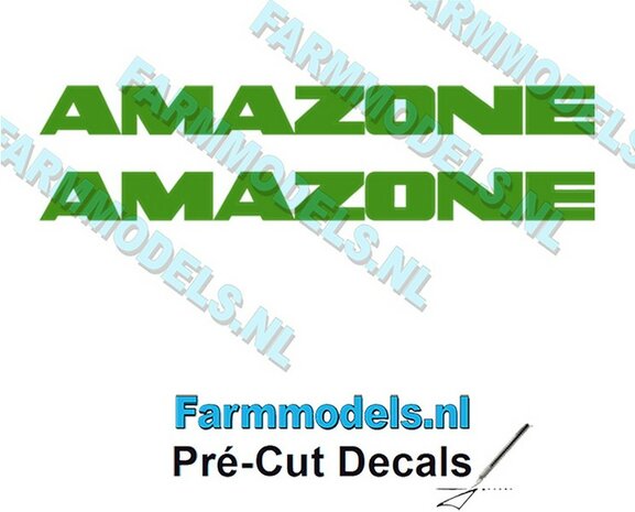 AMAZONE alleen GROEN 2x decals 10 mm hoog 1:32 Farmmodels.nl 