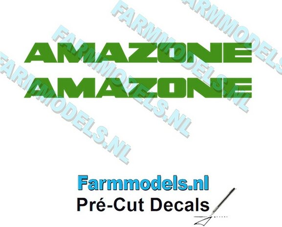 AMAZONE alleen GROEN 2x decals 8 mm hoog 1:32 Farmmodels.nl 