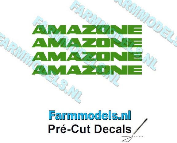 AMAZONE alleen GROEN 4x decals 4 mm hoog 1:32 Farmmodels.nl 