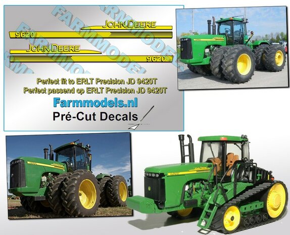 John Deere 9620 type stickers geschikt voor ERTL Precision JD 9420(T) Pr&eacute;-Cut Decals 1:32 Farmmodels.nl 