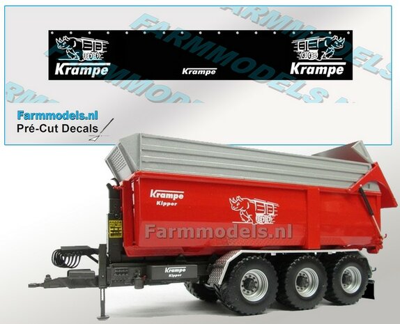 KRAMPE Spatlapsticker op ZWART MATT folie 14.5 x 88 mm breed Pr&eacute;-Cut Decals 1:32 Farmmodels.nl 