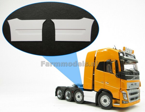 2x Sideskirt set BLANK voor Volvo FH16 8x4 ongespoten 1:32   