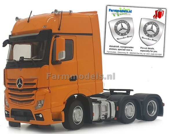Mercedes-Benz Actros Gigaspace 6x2 Yellow met Free Gift Mercedes (Silver Shield) Decals 1:32 MM1912-05