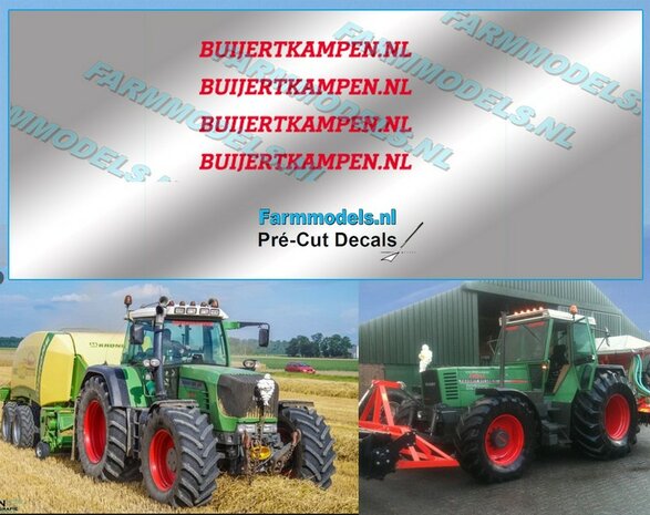 4x BUIJERTKAMPEN.NL ROOD op transparante stickerfolie 20 mm lang Pr&eacute;-Cut Decals 1:32 Farmmodels.nl