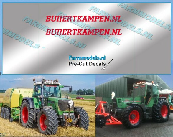 4x BUIJERTKAMPEN.NL ROOD op transparante stickerfolie 30 mm lang Pr&eacute;-Cut Decals 1:32 Farmmodels.nl