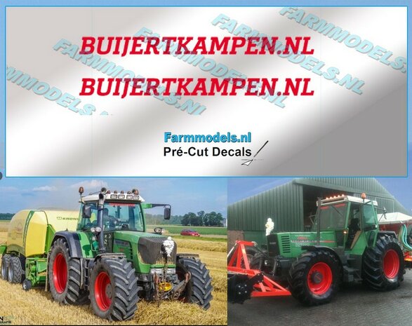2x BUIJERTKAMPEN.NL ROOD op transparante stickerfolie 40 mm lang Pr&eacute;-Cut Decals 1:32 Farmmodels.nl