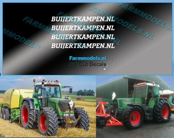 4x BUIJERTKAMPEN.NL WIT op transparante stickerfolie 20 mm lang Pr&eacute;-Cut Decals 1:32 Farmmodels.nl