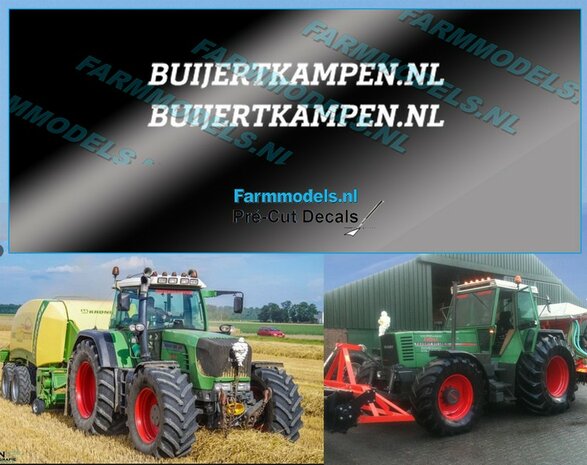 2x BUIJERTKAMPEN.NL WIT op transparante stickerfolie 40 mm lang Pr&eacute;-Cut Decals 1:32 Farmmodels.nl