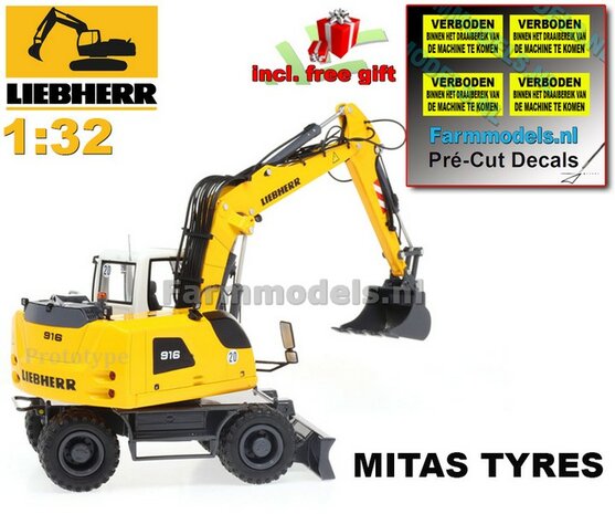 Liebherr A916 mobiele kraan + MITAS banden + Liebherr bak + GRATIS stickerset 1:32 AT3200141