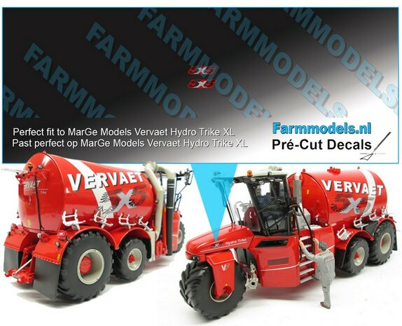 2x 5x5 logo, gemaakt op Vervaet DARK RED folie t.b.v. neus van de MarGe models Vrervaet Hydro Trike XL Pr&eacute;-Cut Decals 1:32 Farmmodels.nl
