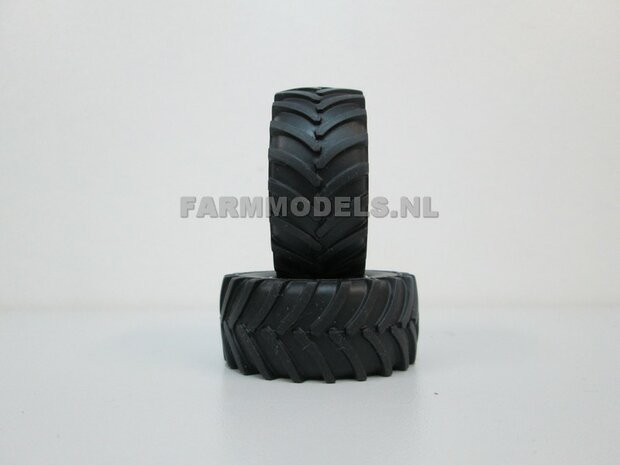 &Oslash; 61 x 25 mm: CASE IH 1455 &amp; IH WIKING: 2x Brede Banden + ALUMINIUM velgen BLANK geleverd 1:32 Farmmodels Custom Line Series 