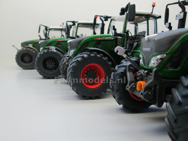 Aluminium Vooras velgen + bredere banden, geschikt voor de ROS Fendt 718 (Massieve Aluminium velgen) 1:32   