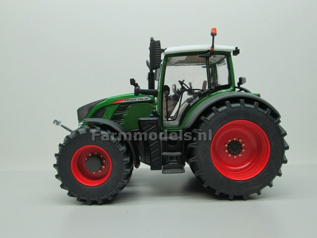 Aluminium Vooras velgen + bredere banden, geschikt voor de ROS Fendt 718 (Massieve Aluminium velgen) 1:32   