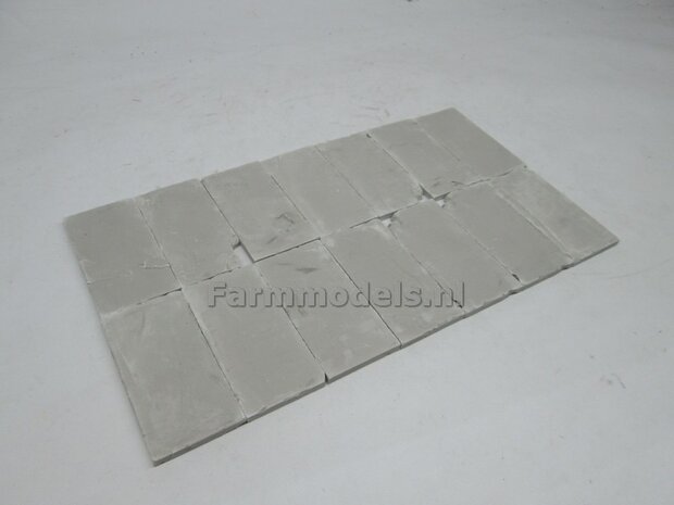 14x Beton platen, afm. 35mm x 70mm x 4 mm hoog Beton Grijs, zeer gedetaileerd 1:32 (23390) Juweela                         