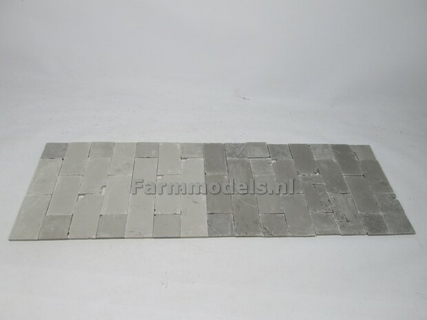 14x Beton platen, afm. 35mm x 70mm x 4 mm hoog Beton Grijs, zeer gedetaileerd 1:32 (23390) Juweela                         