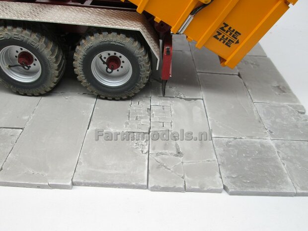 14x Beton platen, afm. 35mm x 70mm x 4 mm hoog Beton Grijs, zeer gedetaileerd 1:32 (23390) Juweela                         