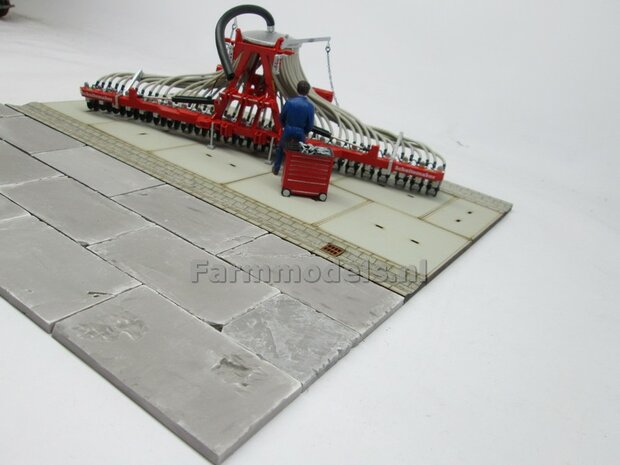 14x Beton platen, afm. 35mm x 70mm x 4 mm hoog Beton Grijs, zeer gedetaileerd 1:32 (23390) Juweela                         