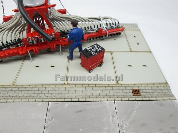 14x Beton platen, afm. 35mm x 70mm x 4 mm hoog Beton Grijs, zeer gedetaileerd 1:32 (23390) Juweela                         