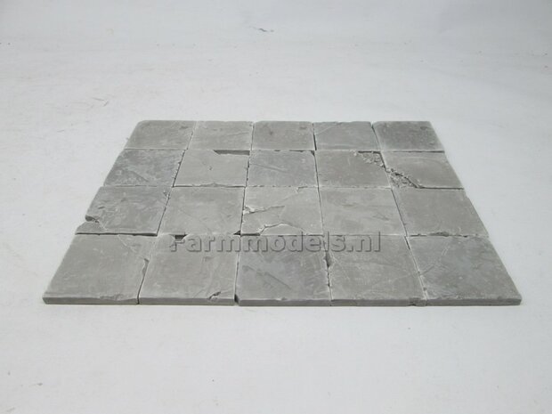 20x Beton platen, afm. 35mm x 35mm x 4 mm hoog Beton Grijs, zeer gedetaileerd 1:32 (23389) Juweela                         