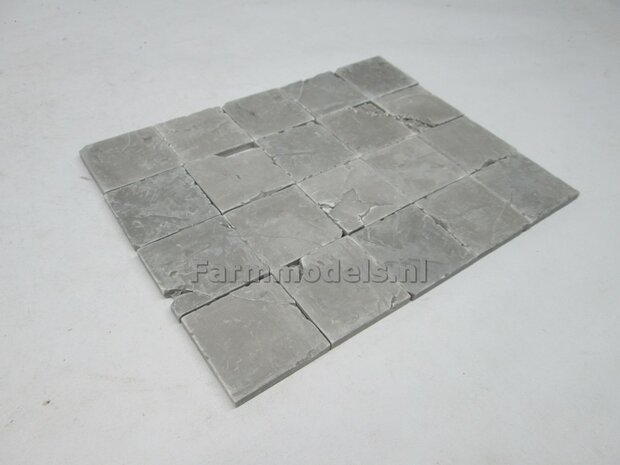 20x Beton platen, afm. 35mm x 35mm x 4 mm hoog Beton Grijs, zeer gedetaileerd 1:32 (23389) Juweela                         