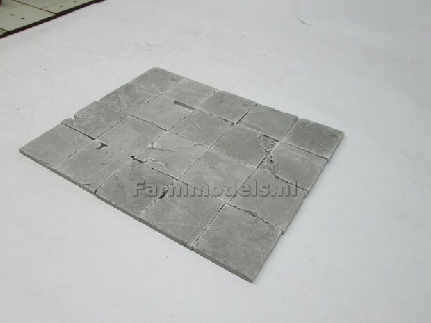 20x Beton platen, afm. 35mm x 35mm x 4 mm hoog Beton Grijs, zeer gedetaileerd 1:32 (23389) Juweela                         