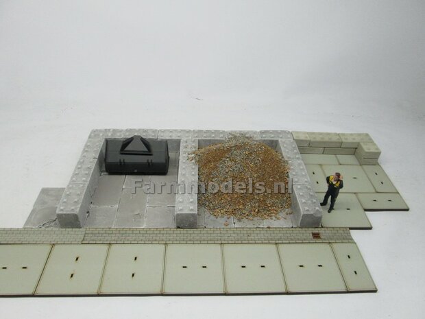 20x Beton platen, afm. 35mm x 35mm x 4 mm hoog Beton Grijs, zeer gedetaileerd 1:32 (23389) Juweela                         