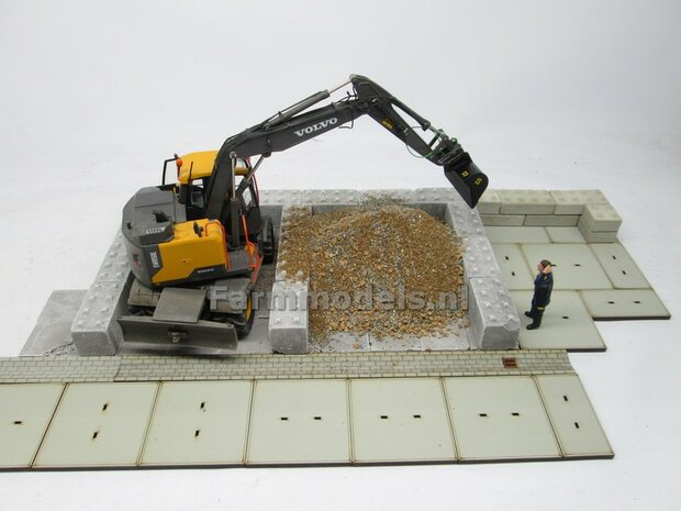 20x Beton platen, afm. 35mm x 35mm x 4 mm hoog Beton Grijs, zeer gedetaileerd 1:32 (23389) Juweela                         