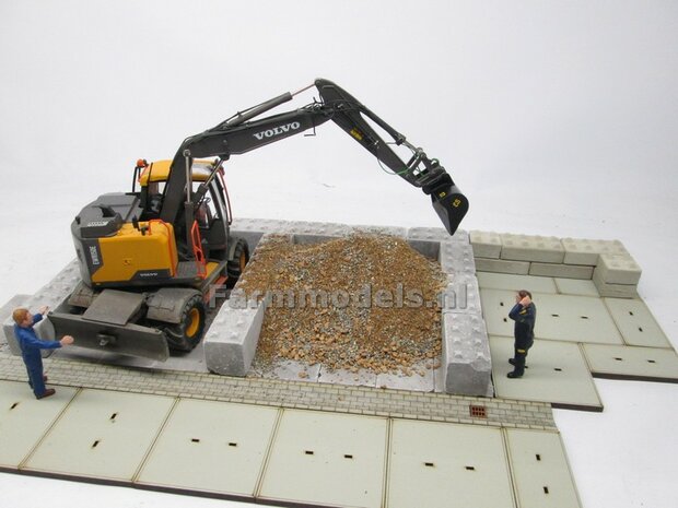 20x Beton platen, afm. 35mm x 35mm x 4 mm hoog Beton Grijs, zeer gedetaileerd 1:32 (23389) Juweela                         