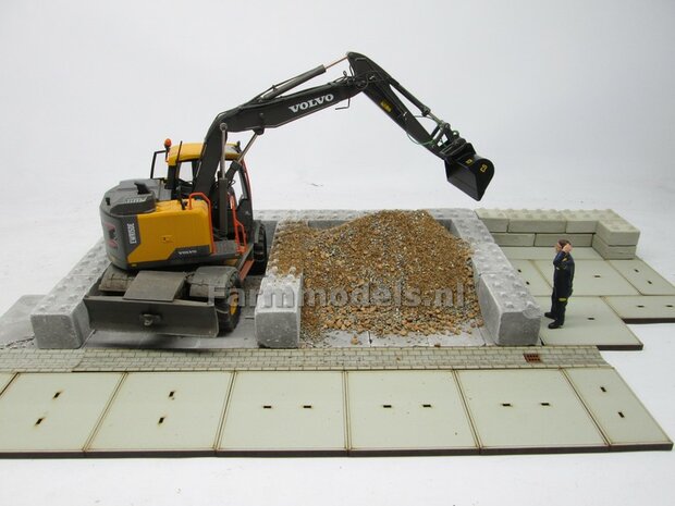 20x Beton platen, afm. 35mm x 35mm x 4 mm hoog Beton Grijs, zeer gedetaileerd 1:32 (23389) Juweela                         