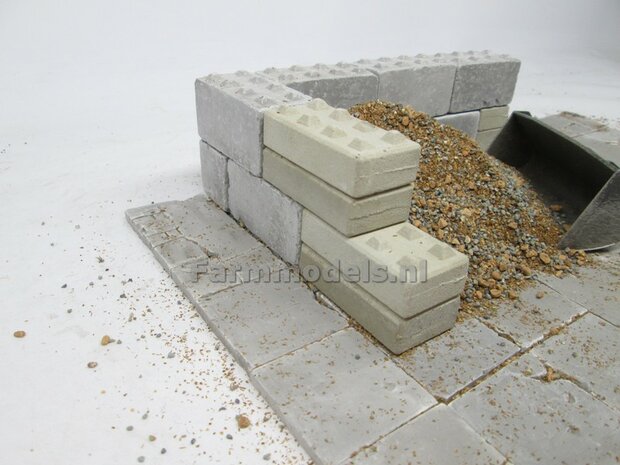 20x Beton platen, afm. 35mm x 35mm x 4 mm hoog Beton Grijs, zeer gedetaileerd 1:32 (23389) Juweela                         