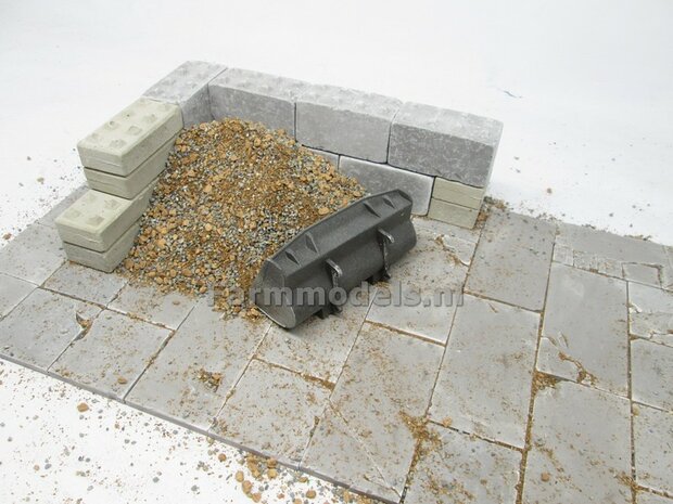 20x Beton platen, afm. 35mm x 35mm x 4 mm hoog Beton Grijs, zeer gedetaileerd 1:32 (23389) Juweela                         